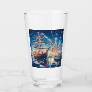Christmas/Winter docked ship Glass