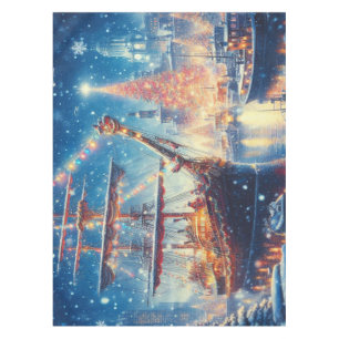 Christmas/Winter docked ship Tablecloth