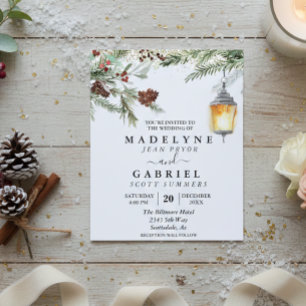 Christmas Winter Elegant Pine Drop Black Wedding F Flyer