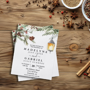 Christmas Winter Elegant Pine Drop Black Wedding F Flyer