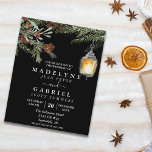 Christmas Winter Elegant Pine Drop Black Wedding Flyer<br><div class="desc">This design may be personalised in the area provided by changing the photo and/or text. Or it can be customised by clicking Personalise this Template and then choosing the click to customise further option and delete or change the colour of the background, add text, change the text colour or style,...</div>