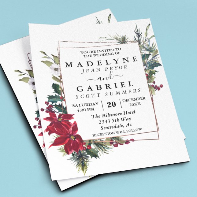 Christmas Winter Elegant Poinsettia Black Wedding  Flyer (Creator Uploaded)