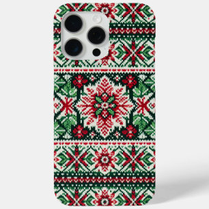 Christmas/Winter fair isle red & green iPhone 15 Pro Max Case