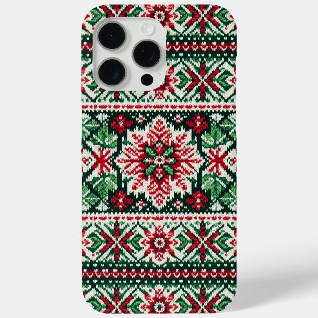 Christmas/Winter fair isle red & green Case-Mate iPhone Case (Back)