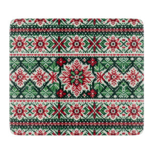Christmas/Winter fair isle red & green Cutting Board