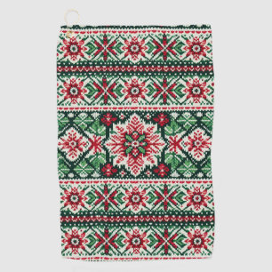 Christmas/Winter fair isle red & green Golf Towel