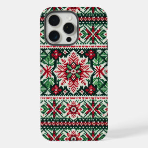 Christmas/Winter fair isle red & green iPhone 15 Pro Max Case