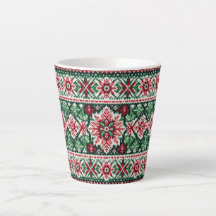 Christmas/Winter fair isle red & green Latte Mug