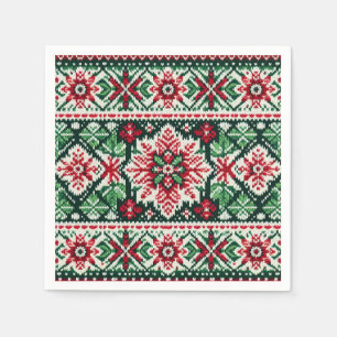 Christmas/Winter fair isle red & green Napkin