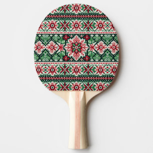 Christmas/Winter fair isle red & green Ping Pong Paddle