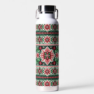 Christmas/Winter fair isle red & green Water Bottle