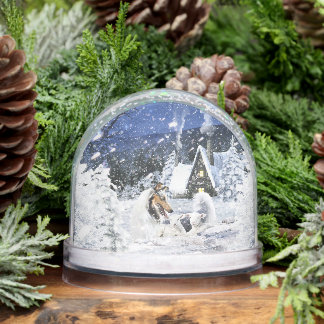 Christmas Winter Fairy Tale, Blue Merle Collie - Snowglobe