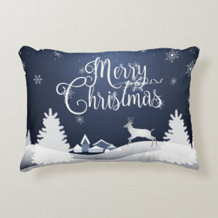Christmas Winter Fairy Tale. Fantasy Snowy Forest Decorative Cushion