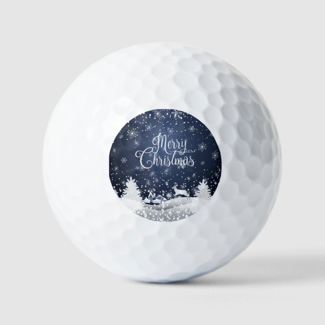 Christmas Winter Fairy Tale Fantasy Snowy Reindeer Golf Balls (Front)