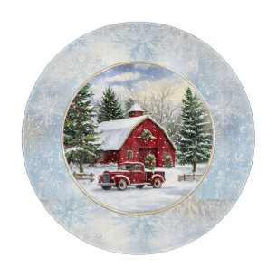 Christmas winter farm cutting board