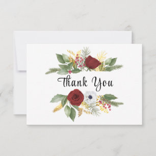 Christmas Winter Floral Bible Verse Christian Thank You Card