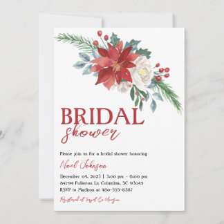 Christmas Winter Floral Bridal Shower Invitation