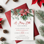 Christmas Winter Floral Merry Little Baby Shower Invitation<br><div class="desc">Christmas Winter Floral Merry Little Baby Shower Invitation</div>