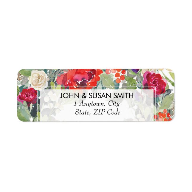christmas winter floral return address labels (Front)