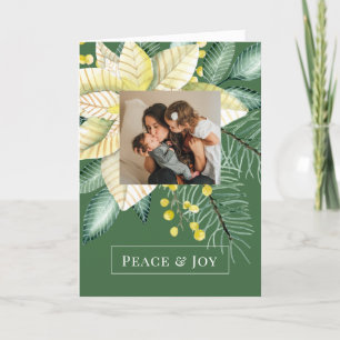 Christmas Winter Flower Peace And Joy Photo Holiday Card