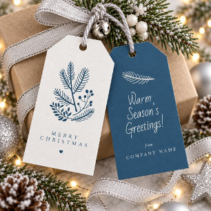 Christmas Winter Foliage Motif Silver Blue ID1336 Gift Tags