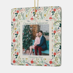 Christmas Winter Foliage Photo Personalised Ceramic Ornament