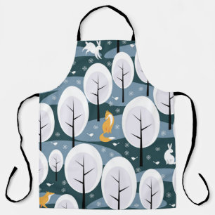 Christmas Winter Forest: Animals Seamless Pattern Apron