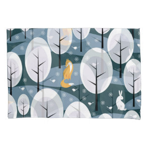 Christmas Winter Forest: Animals Seamless Pattern Pillowcase