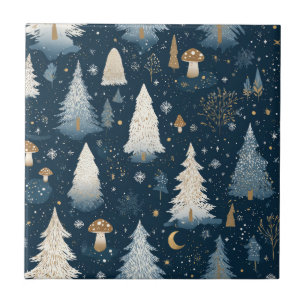 Christmas Winter Forest Pine Tree Pattern Ceramic Tile
