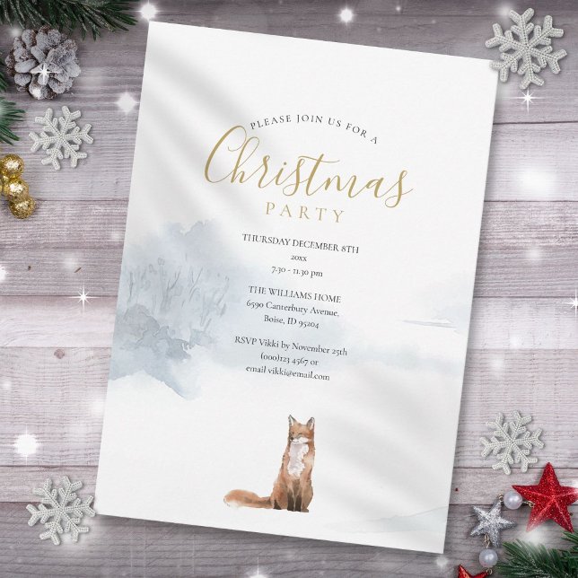 Christmas Winter Fox Holiday Party Invitation (Christmas Winter Fox Holiday Party Invitation)