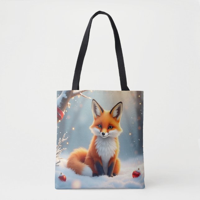 Christmas Winter Fox Tote Bag (Front)
