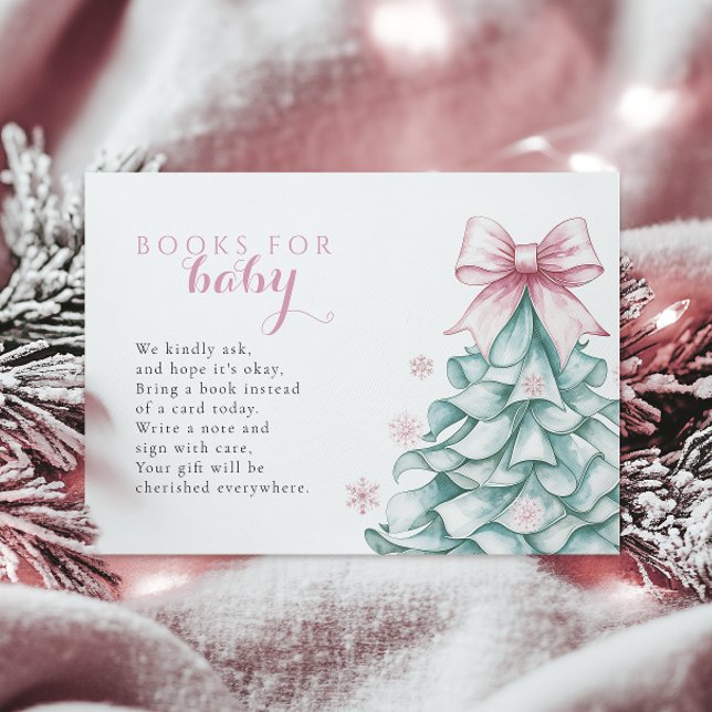 Christmas Winter Girl Baby Shower Books for Baby Enclosure Card (Creator Uploaded)