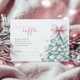 Christmas Winter Girl Baby Shower Diaper Raffle  Enclosure Card