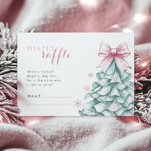Christmas Winter Girl Baby Shower Diaper Raffle  Enclosure Card