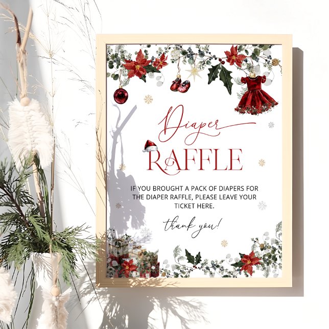 Christmas Winter Girl Baby Shower Diaper Raffle Poster (Creator Uploaded)