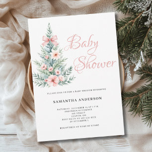 Christmas Winter Girl Baby Shower Invitation