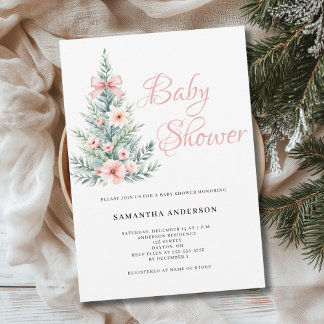 Christmas Winter Girl Baby Shower Invitation