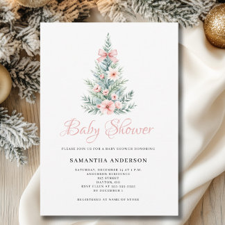 Christmas Winter Girl Baby Shower Invitation