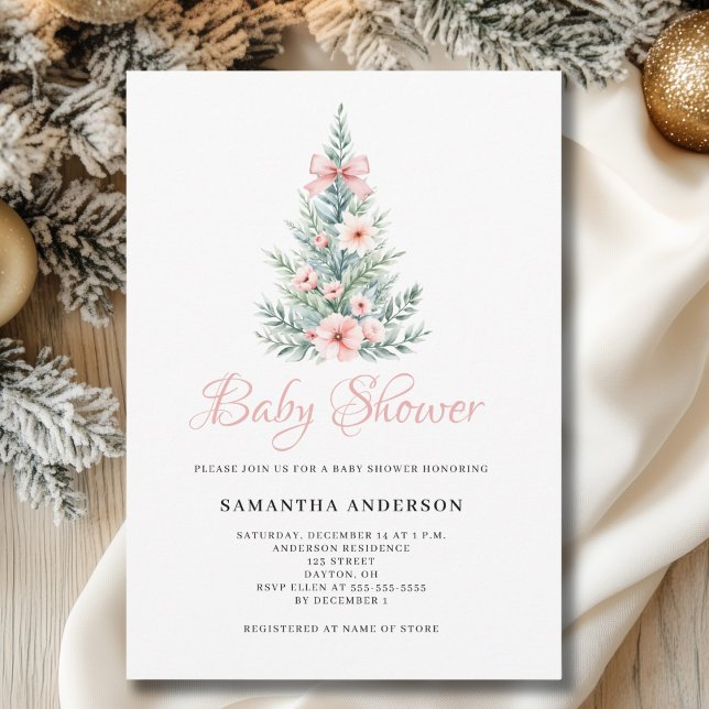 Christmas Winter Girl Baby Shower Invitation (Creator Uploaded)