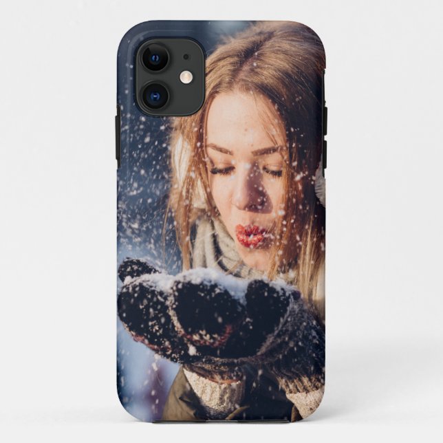 Christmas Winter Girl blowing snow in Her Hand Case-Mate iPhone Case (Back)