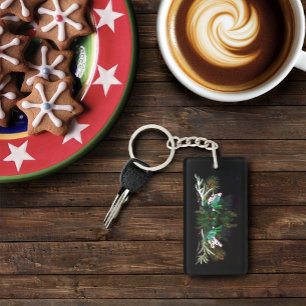 Christmas Winter Green Man Key Ring