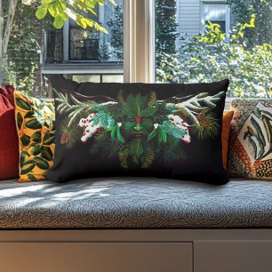 Christmas Winter Green Man Lumbar Cushion