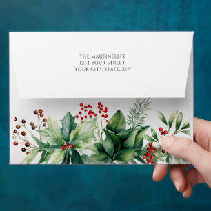 Christmas Winter Greenery Holiday  Envelope