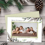 Christmas Winter Greenery Photo Holiday Card<br><div class="desc">This elegant Christmas card offers space for a horizontal photo and is accented with classy watercolor winter greenery. The greeting reads "Merry Christmas".</div>