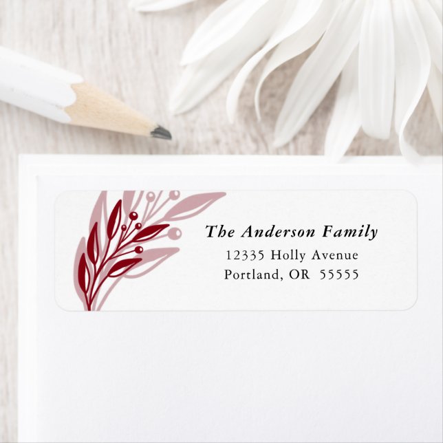 Christmas Winter Greenery Red Return Address Label (Insitu)