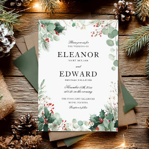 Christmas Winter Greenery Wedding Invitation