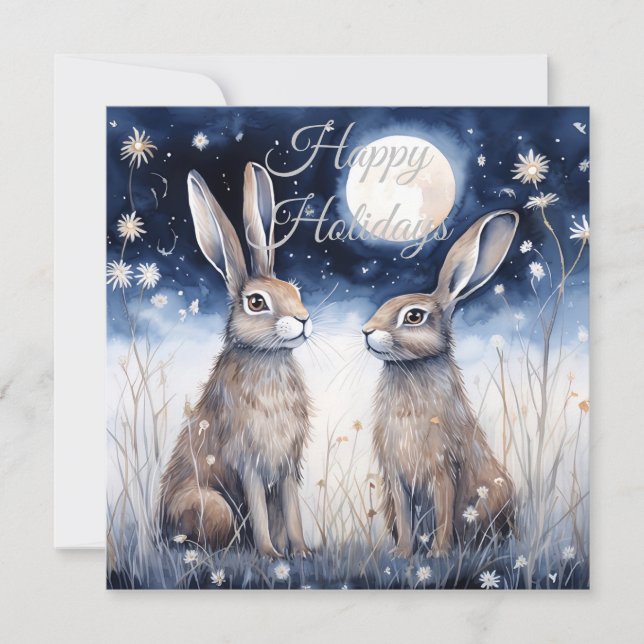 Christmas Winter Hare Holiday Card (Front)