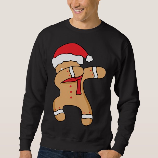 Christmas winter holiday dance dabbing gingerbread sweatshirt (Front)