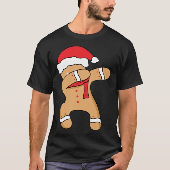 Christmas winter holiday dance dabbing gingerbread T-Shirt (Front)