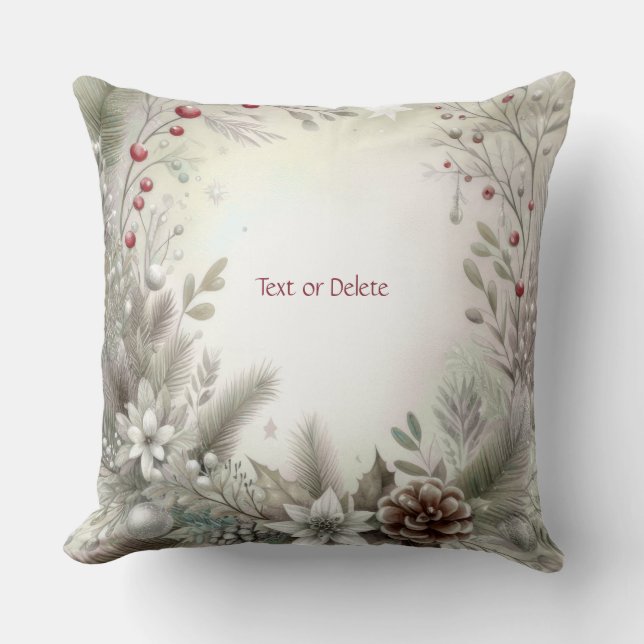 Christmas Winter Holiday Throw Pillow (Front)
